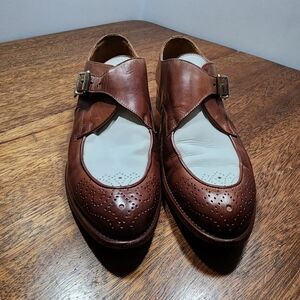 The office of Angela Scott Eu41 Mr Georgie monkstrap cognac & white